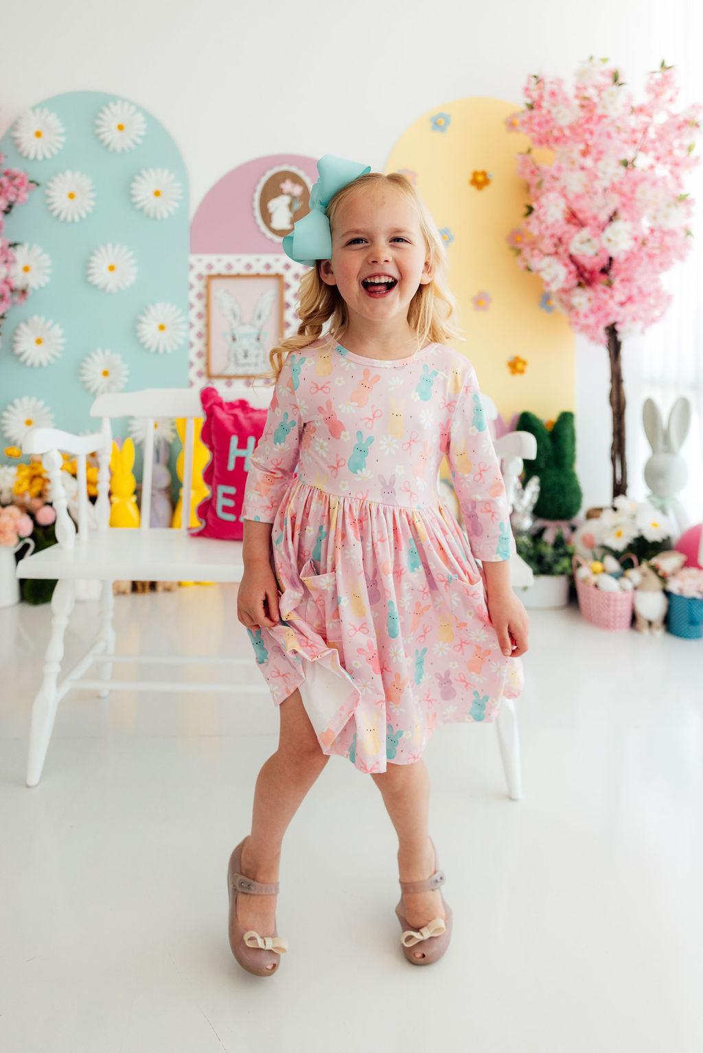 Preppy Peeps 3/4 Sleeve Pocket Twirl Dress 4