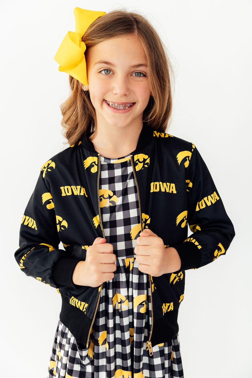Iowa Plaid Tigerhawk 3/4 Sleeve Pocket Twirl Dress 4