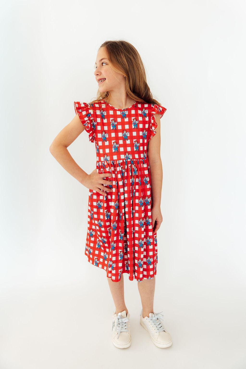 Nebraska Plaid Herbie Husker Flutter Twirl Dress 6