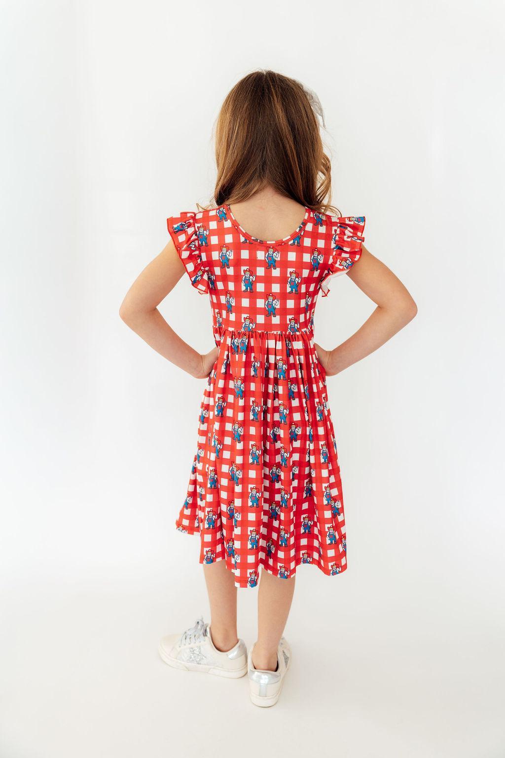 Nebraska Plaid Herbie Husker Flutter Twirl Dress 2