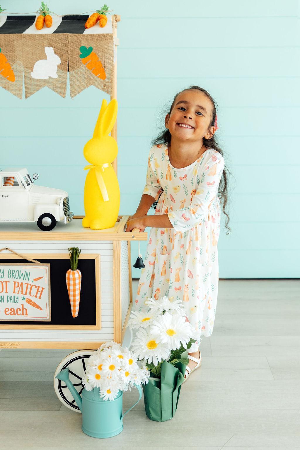 Sunny Bunnies 3/4 Sleeve Pocket Twirl Dress 2