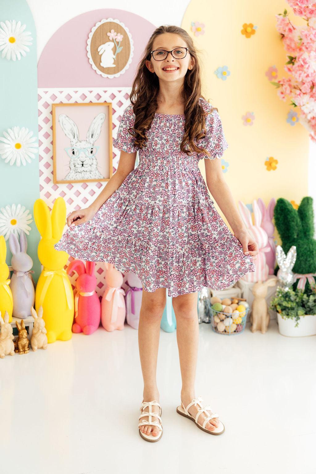 Lovely Lavender Smocked Ruffle Dress 5