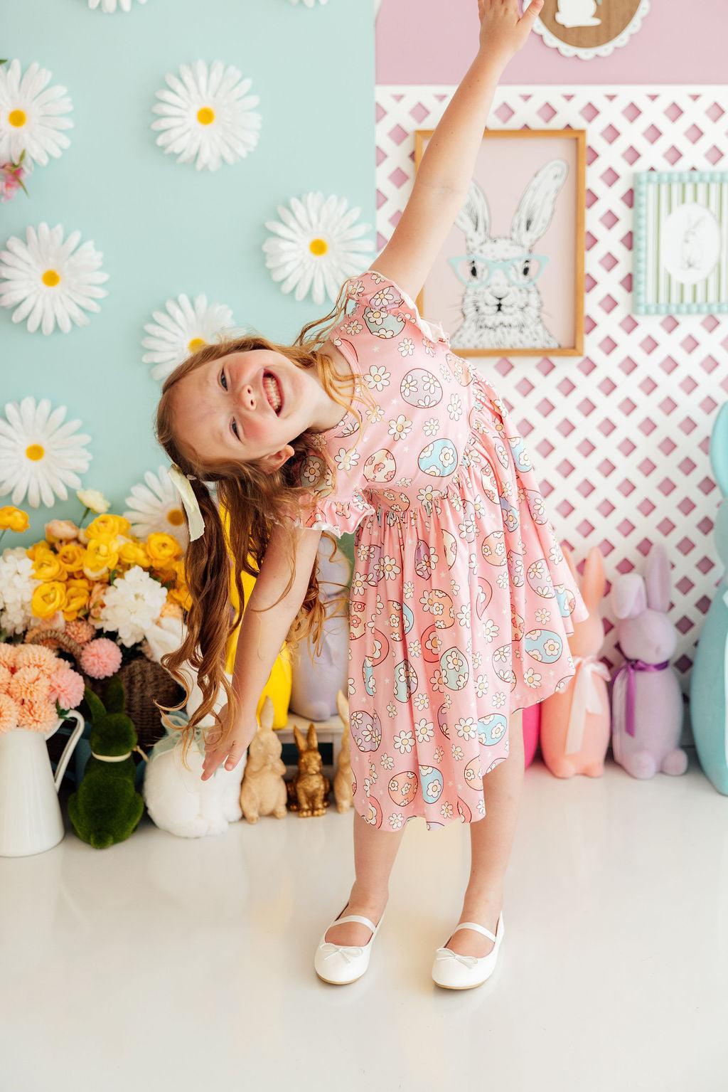Easter Egg Hunt Flutter Sleeve Twirl Dress 2