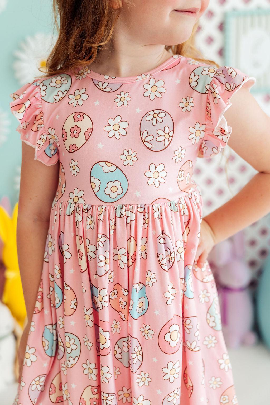 Easter Egg Hunt Flutter Sleeve Twirl Dress 1