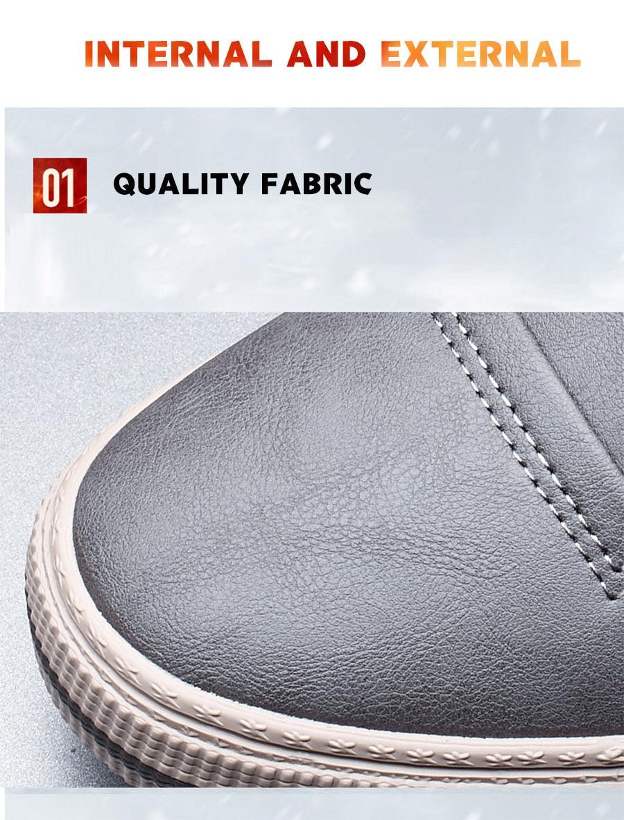 Mens Casual Winter Warm Ankle Boots Fashion Snow Boots Outdoor Footwear Black Sneakers Men's Leather Lined Warm Anti-slip Outdoor Work Shoes 8
