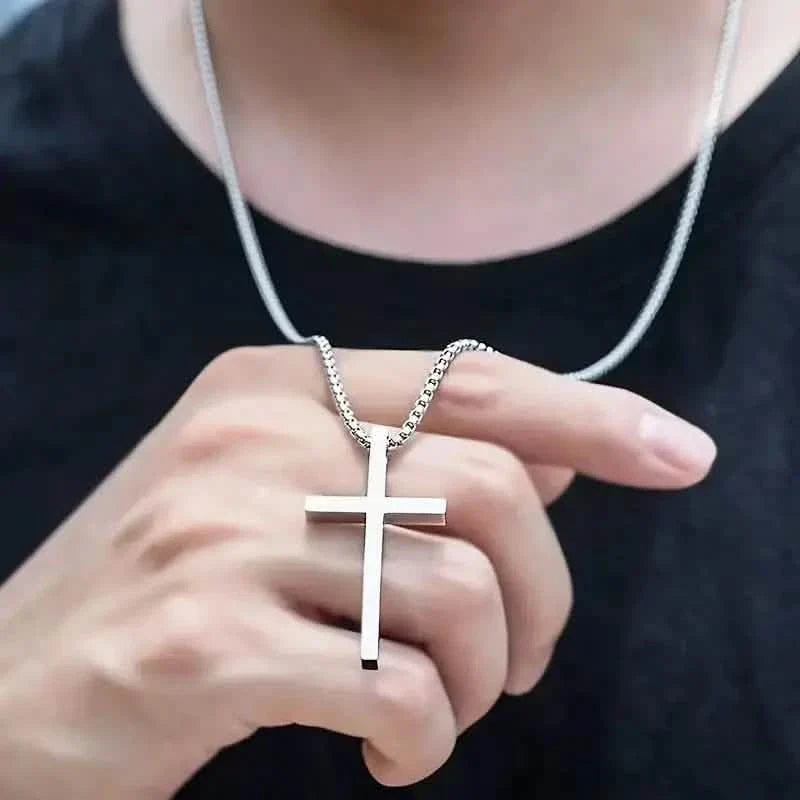 Fashion Stainless Steel Cross Pendant Unisex Necklace 2