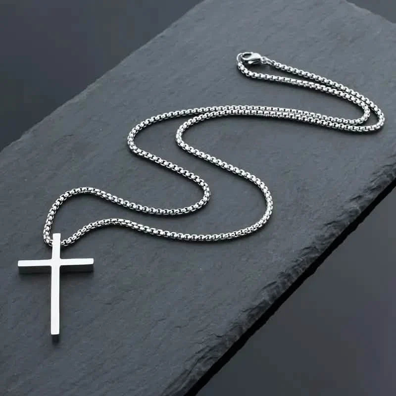 Fashion Stainless Steel Cross Pendant Unisex Necklace 4