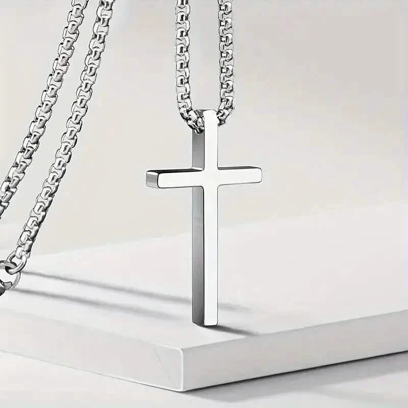 Fashion Stainless Steel Cross Pendant Unisex Necklace 1