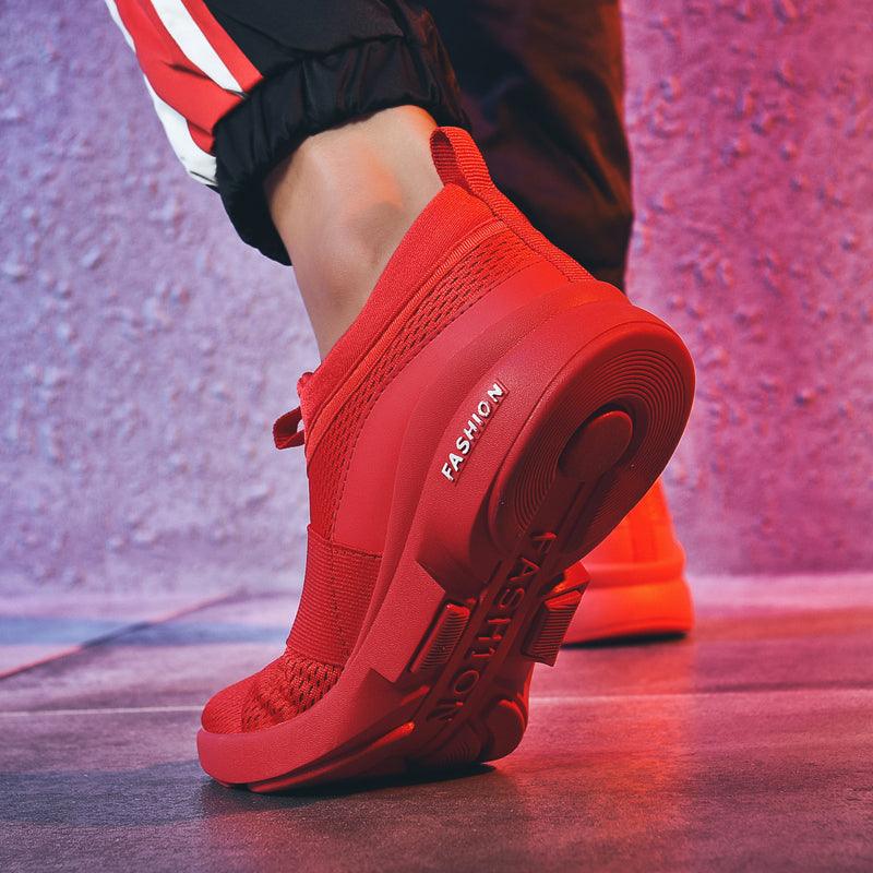 Mens Red Sneakers Flats Sport Footwear Couple Sneakers New Fashion Lovers Casual Lightweight Jogging Breathable Tennis Sport Shoes For Workout OutdoorWalking 4