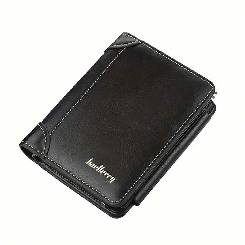 Men's Short Multi-Card Slots Tri-Fold Zipper Coin Pocket Wallet 2