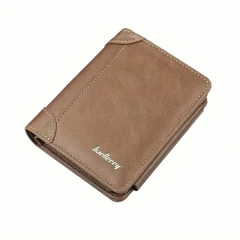 Men's Short Multi-Card Slots Tri-Fold Zipper Coin Pocket Wallet 1