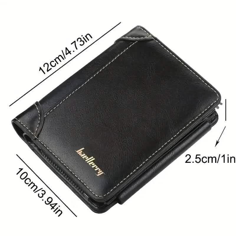 Men's Short Multi-Card Slots Tri-Fold Zipper Coin Pocket Wallet 5