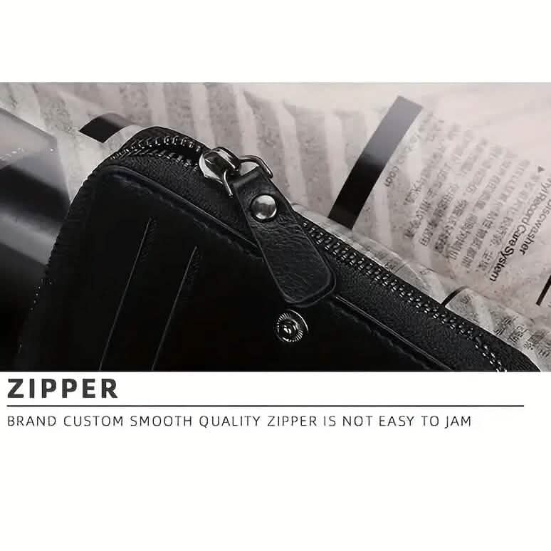 Men's Short Multi-Card Slots Tri-Fold Zipper Coin Pocket Wallet 7