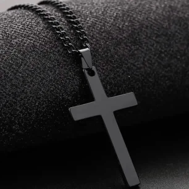 Men's Simple Black Cross Pendant Necklace 2
