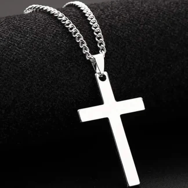 Men's Simple Black Cross Pendant Necklace 1