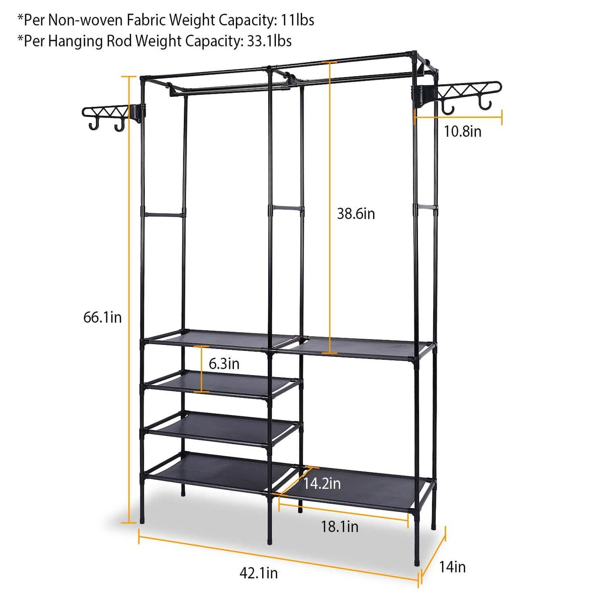 Metal Garment Rack Shoe Clothing Organizer Shelves 7