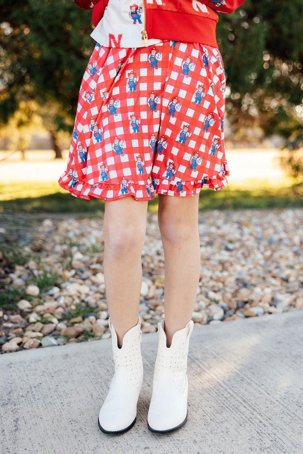 Nebraska Plaid Herbie Husker Twirl Skort 1