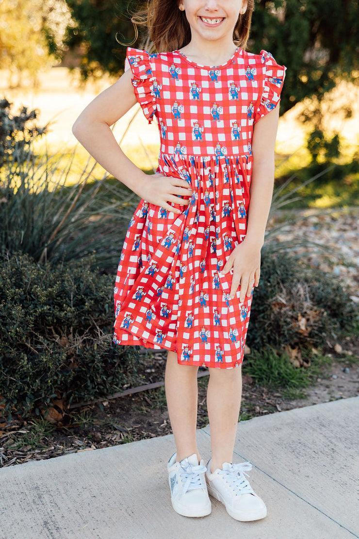 Nebraska Plaid Herbie Husker Flutter Twirl Dress 4