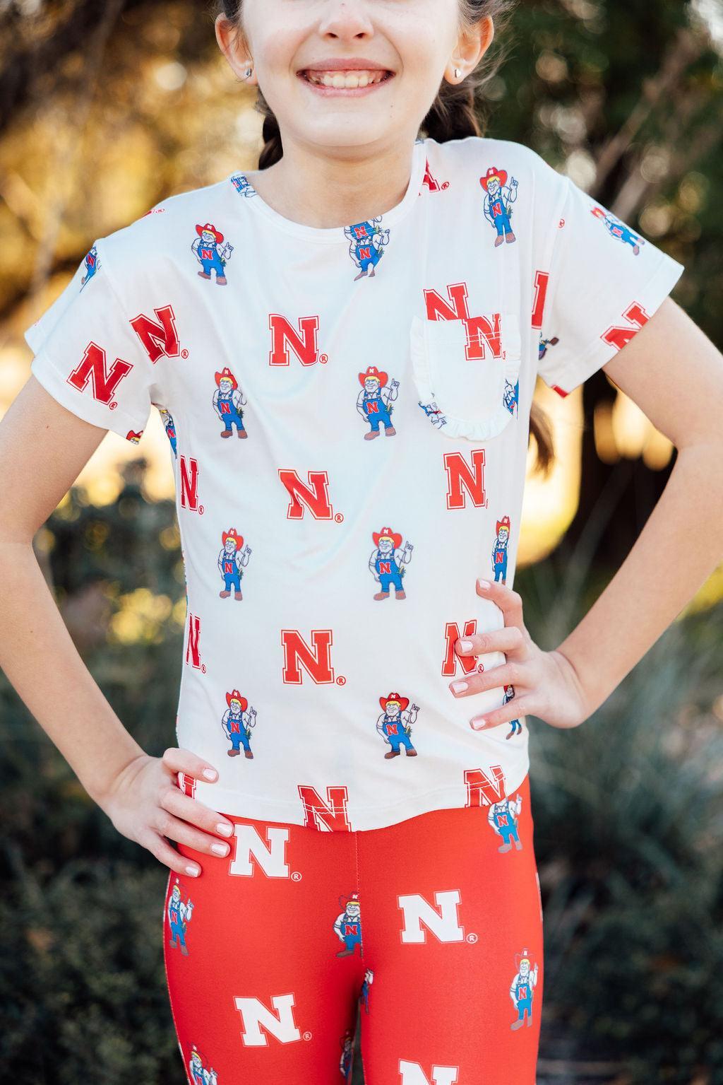 Nebraska White Herbie Husker Ruffle Pocket Tee 6