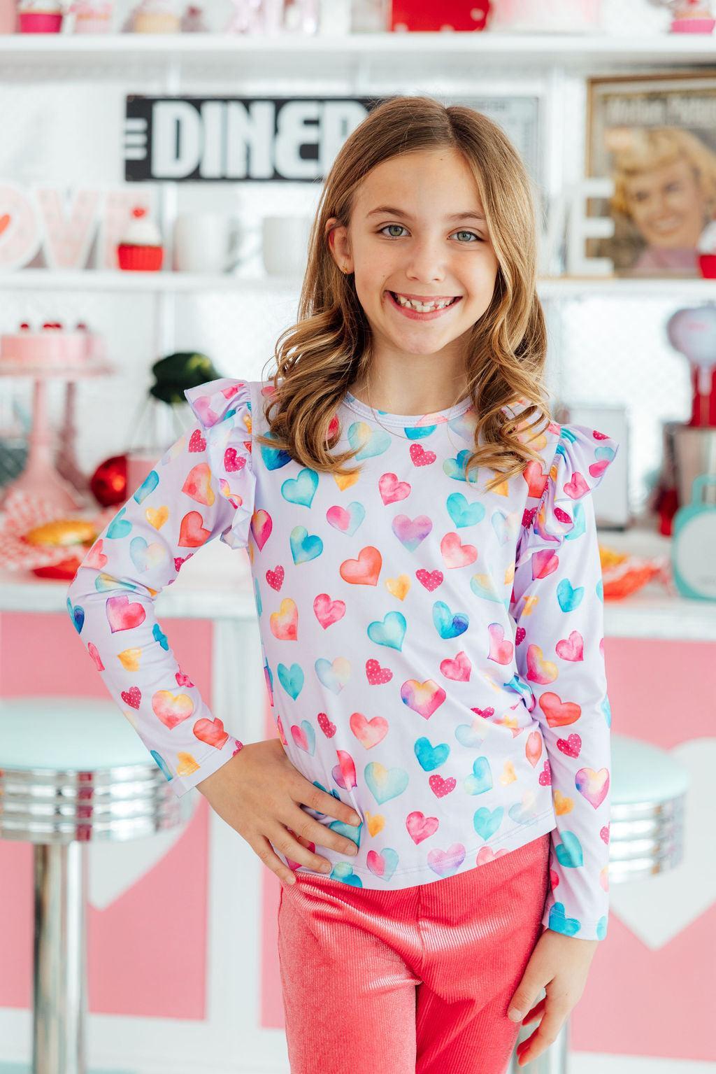 Watercolor Kisses L/S Ruffle Tee 2