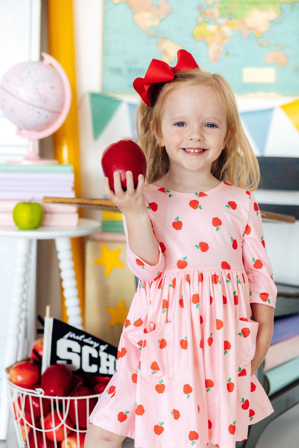 An Apple a Day 3/4 Sleeve Pocket Twirl Dress 2