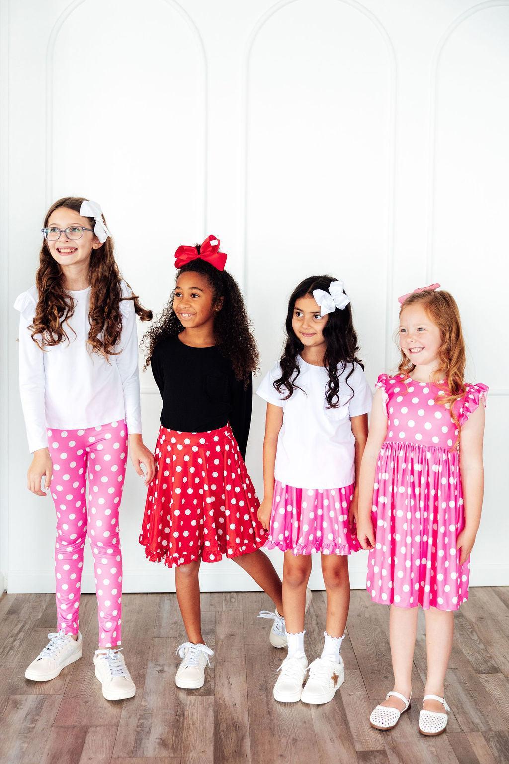 Pink Polka Dots Ruffle Twirl Skort 3