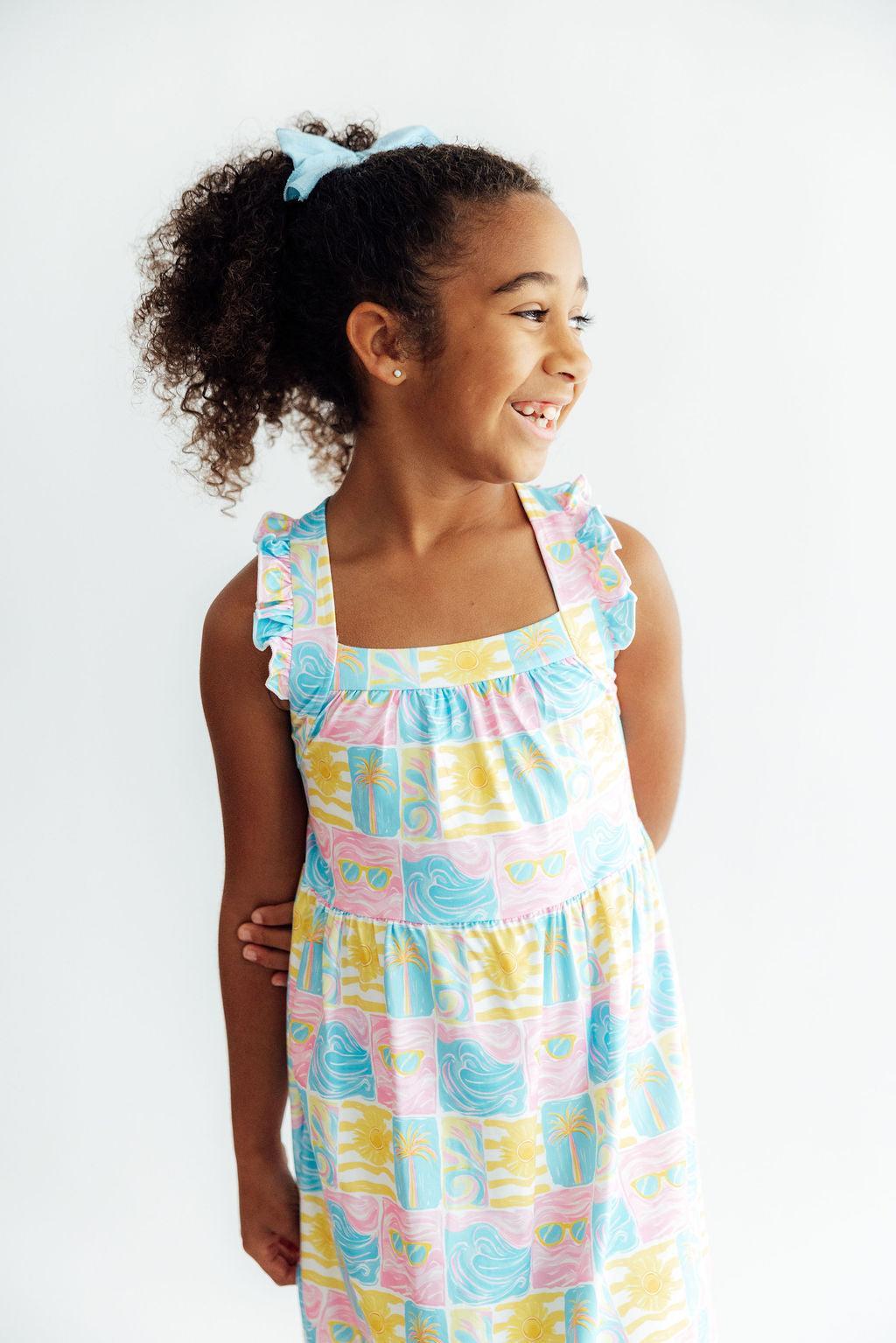 Tropical Summer Ruffle Cross Back Dress 4