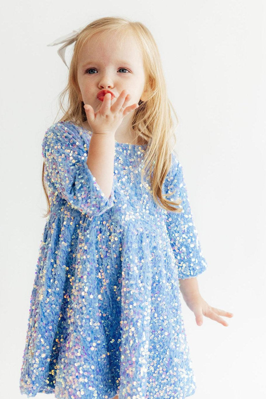 Light Blue Velvet Sequin Dress 1
