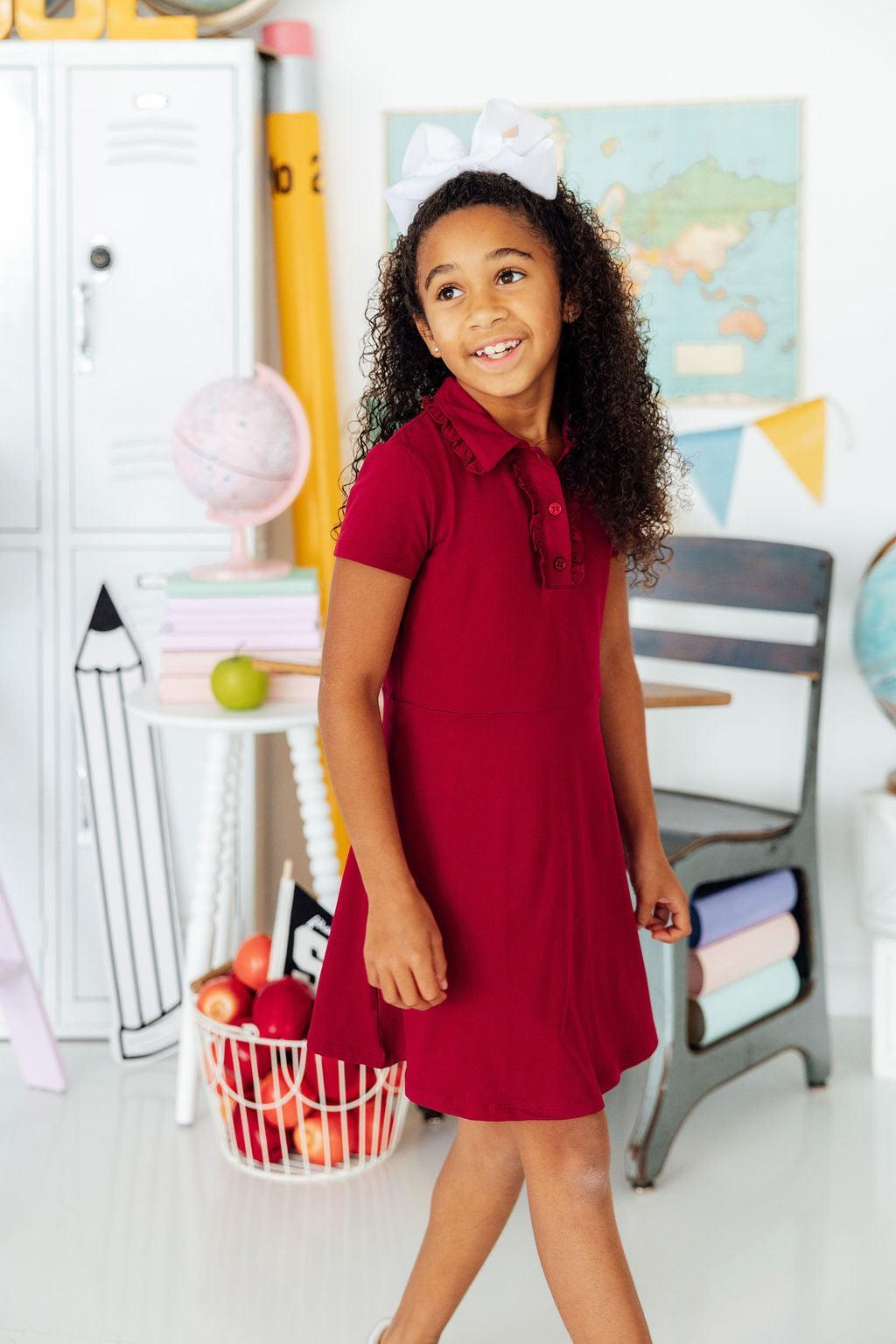 Burgundy S/S Polo Dress 4