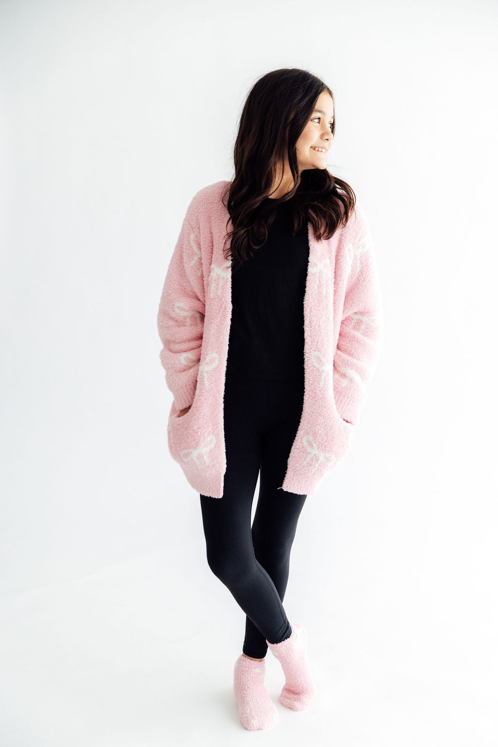 Light Pink/Coconut Bow Cozy Cardigan 3