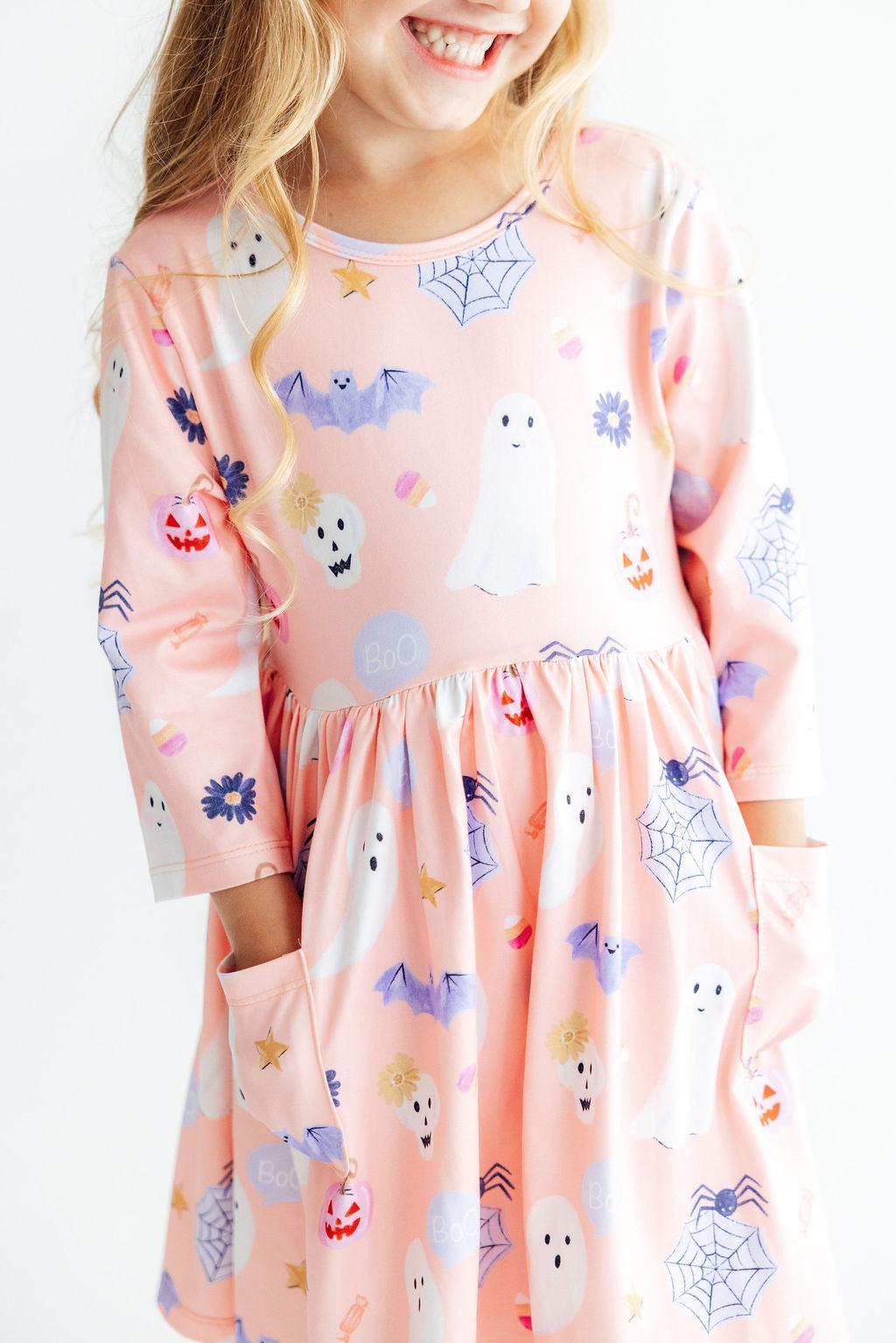 Spooky Sweetheart 3/4 Sleeve Pocket Twirl Dress 4