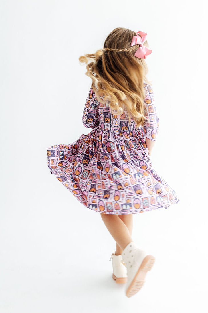 Ghouls Just Want to Have Fun 3/4 Sleeve Pocket Twirl Dress 3
