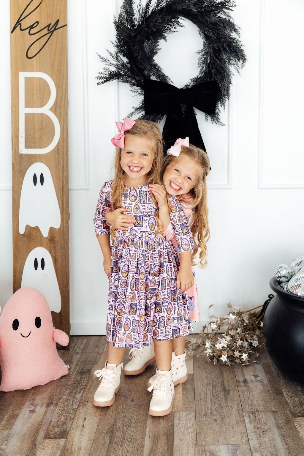 Ghouls Just Want to Have Fun 3/4 Sleeve Pocket Twirl Dress 5