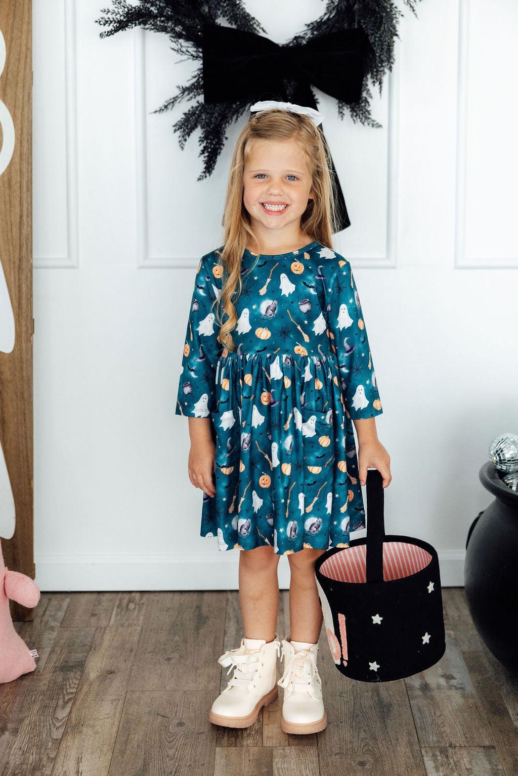 Happy Haunting 3/4 Sleeve Pocket Twirl Dress 6