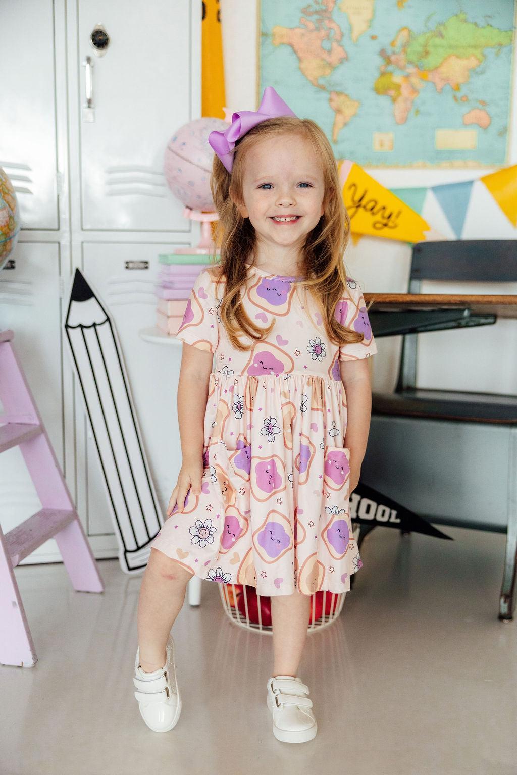 SALE Peanut Butter Jelly Time S/S Pocket Twirl Dress 9