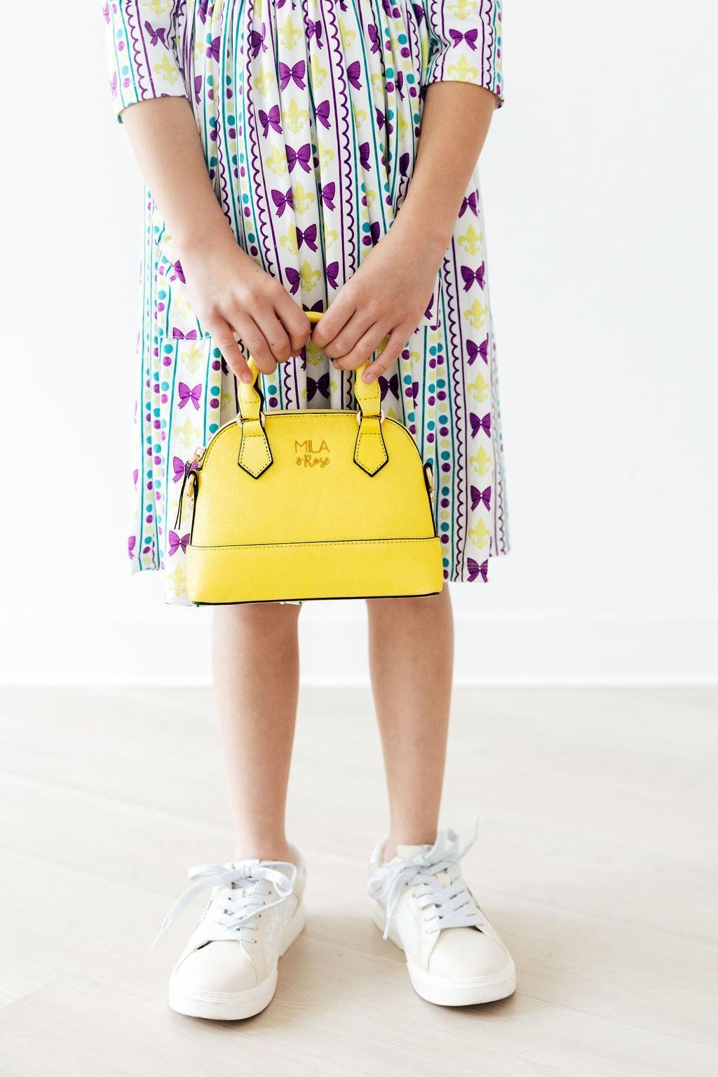 Neon Yellow Glitter Girl's Crossbody Purse 3