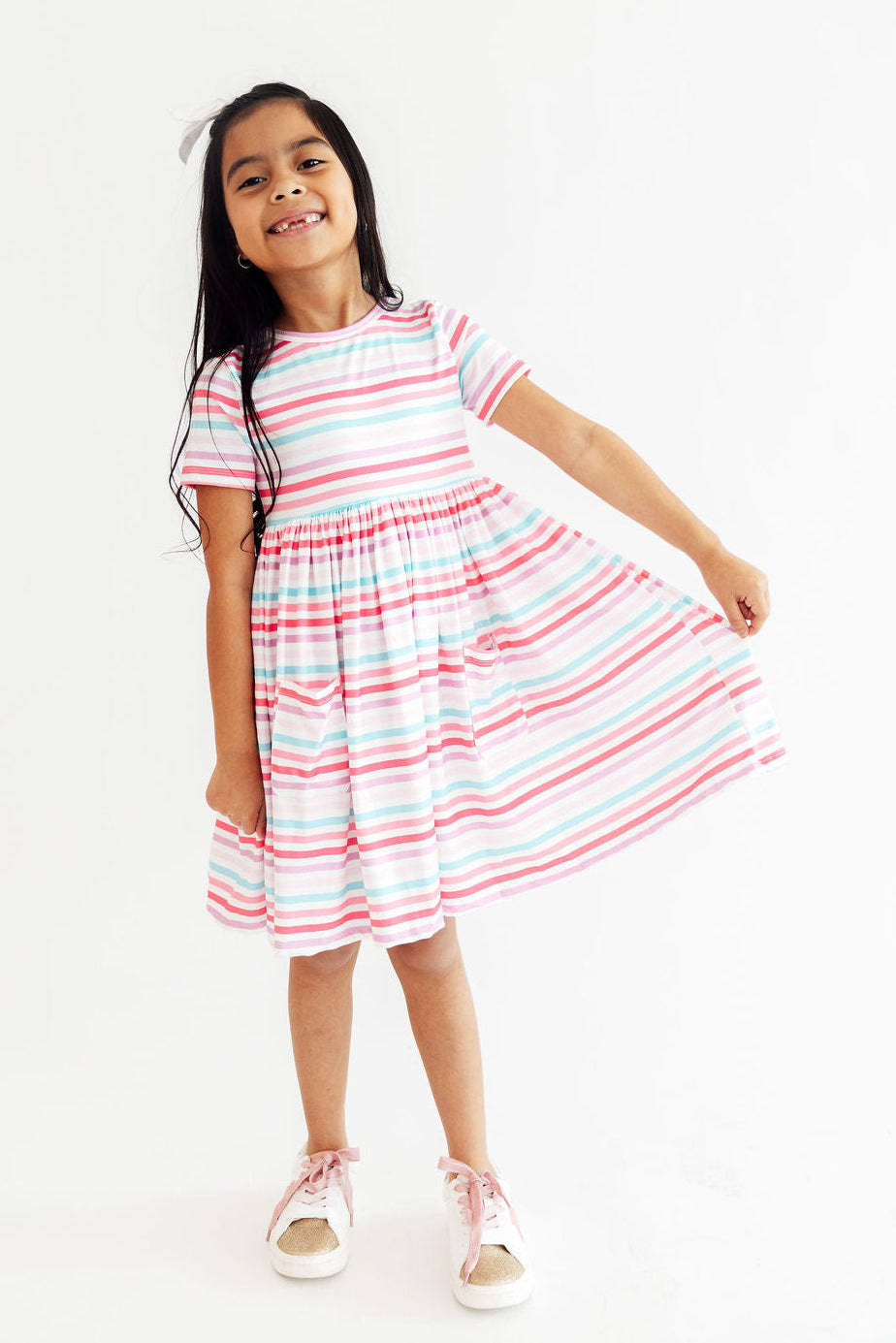 Pastel Stripes S/S Pocket Twirl Dress 3