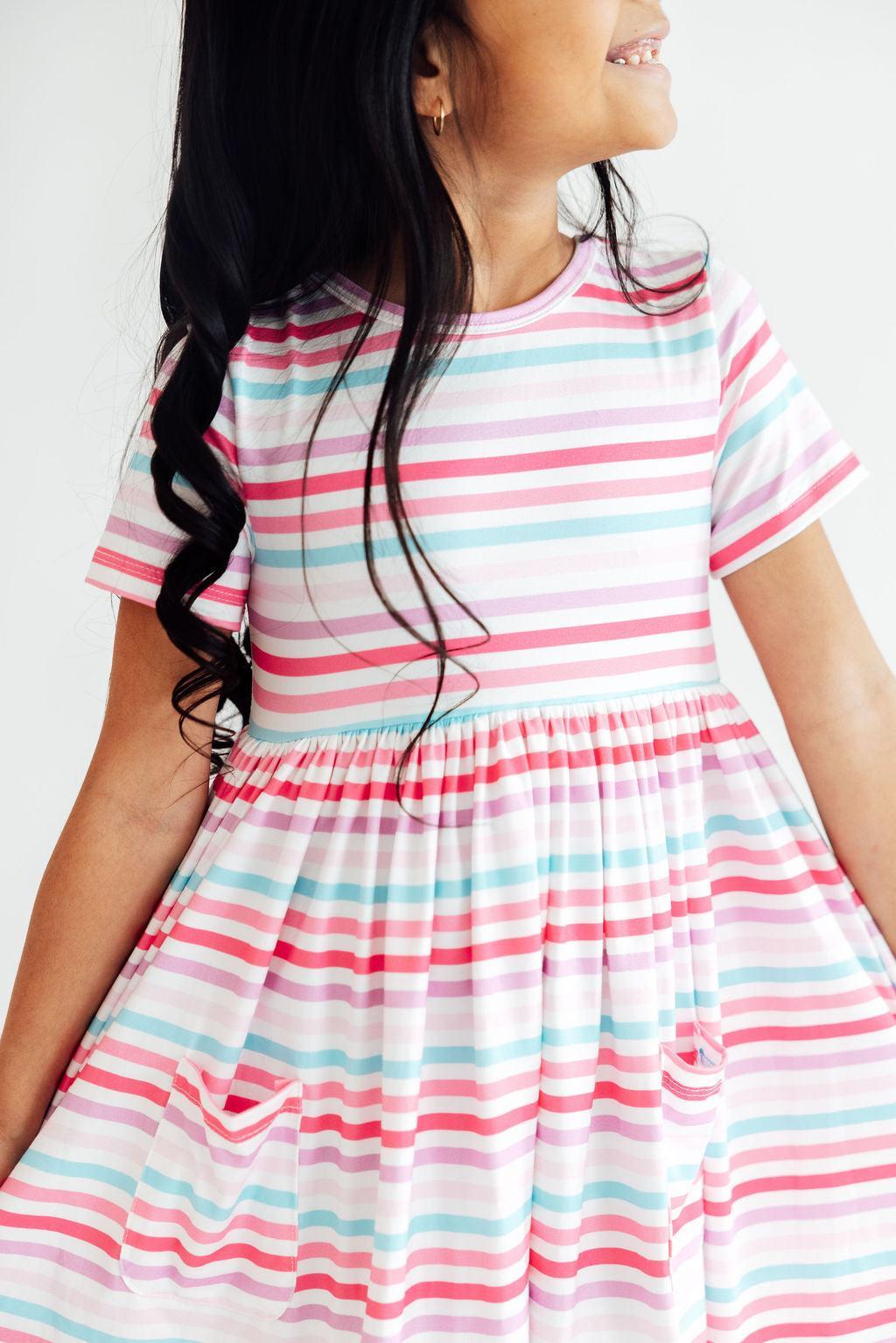 Pastel Stripes S/S Pocket Twirl Dress 1