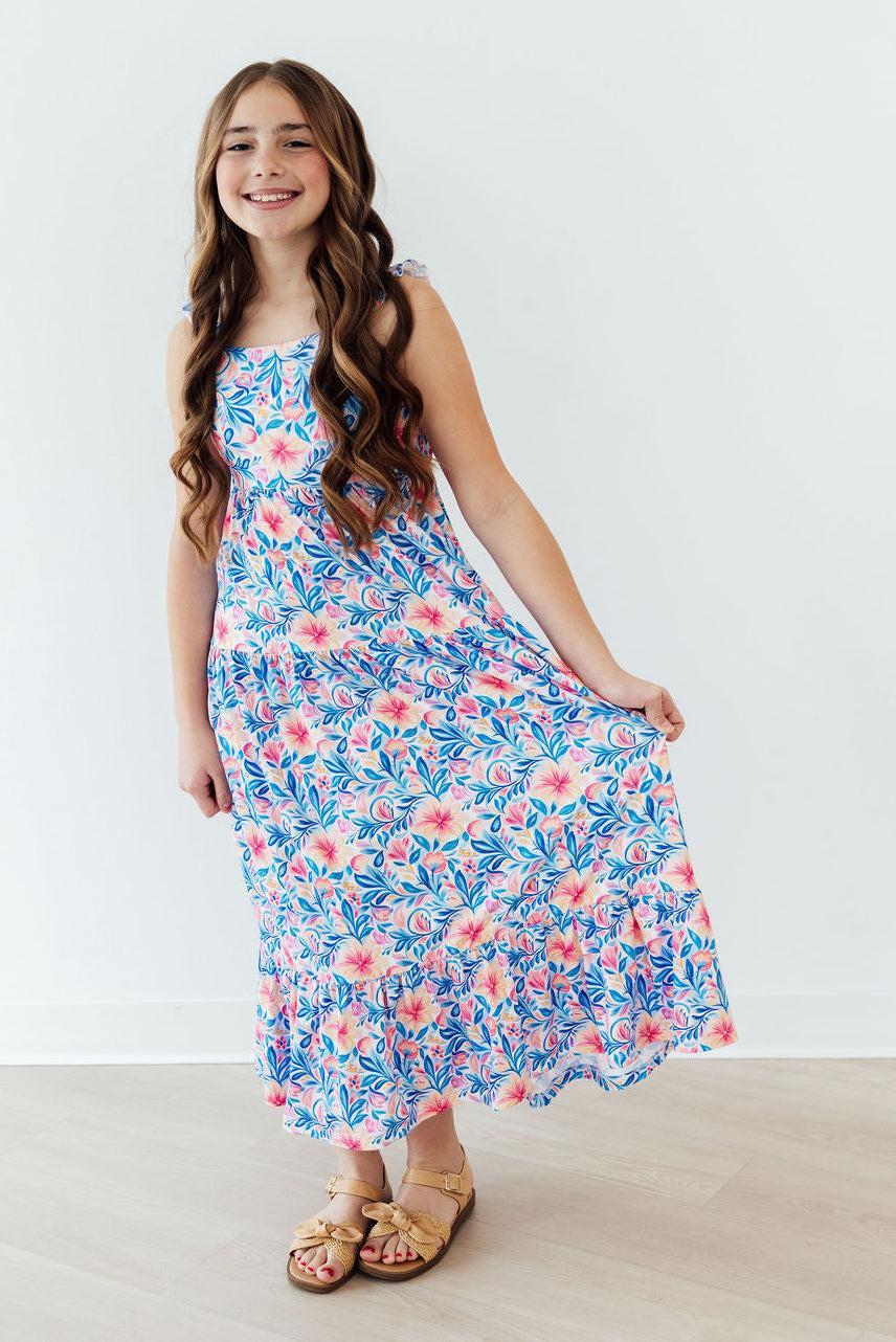 Watercolor Floral Ruffle Maxi Dress 4