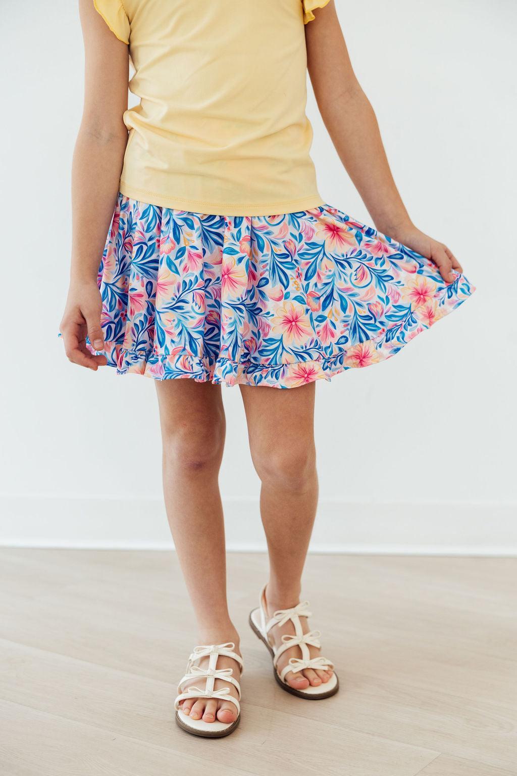 Watercolor Floral Ruffle Twirl Skort 1
