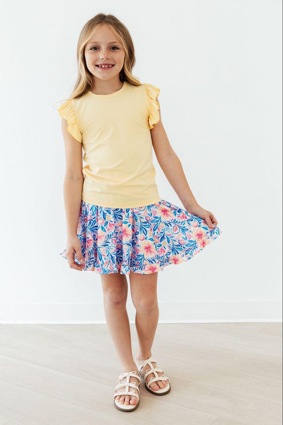 Watercolor Floral Ruffle Twirl Skort 3