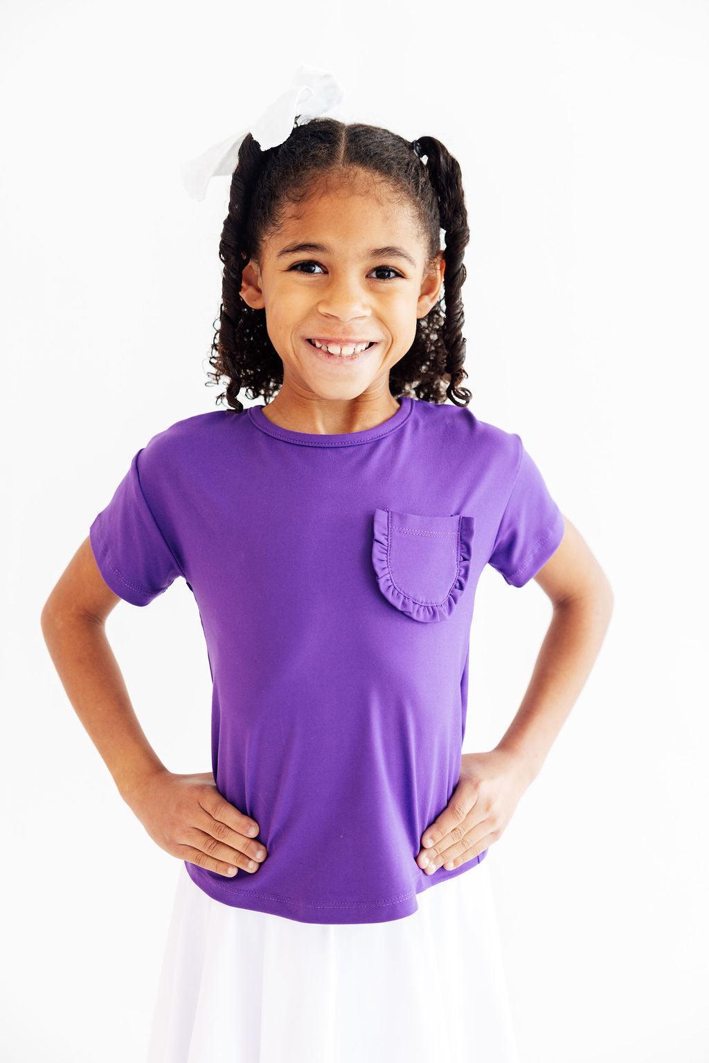 Purple Ruffle Pocket Tee 3