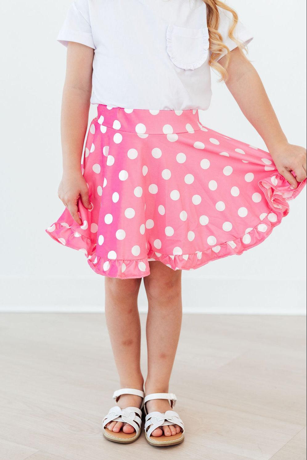 Pink Polka Dots Ruffle Twirl Skort 5