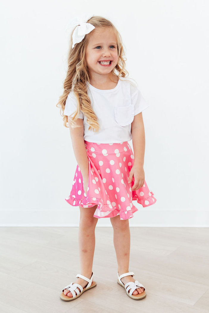 Pink Polka Dots Ruffle Twirl Skort 6