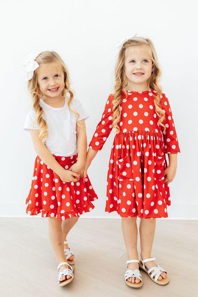 Red Polka Dots Ruffle Twirl Skort 5