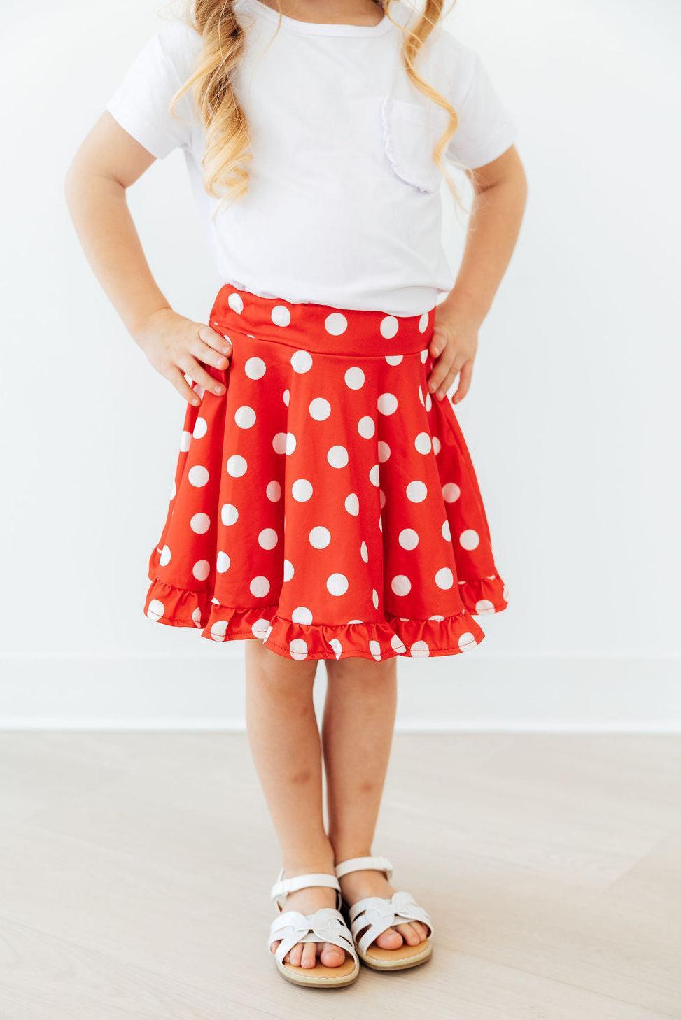 Red Polka Dots Ruffle Twirl Skort 6