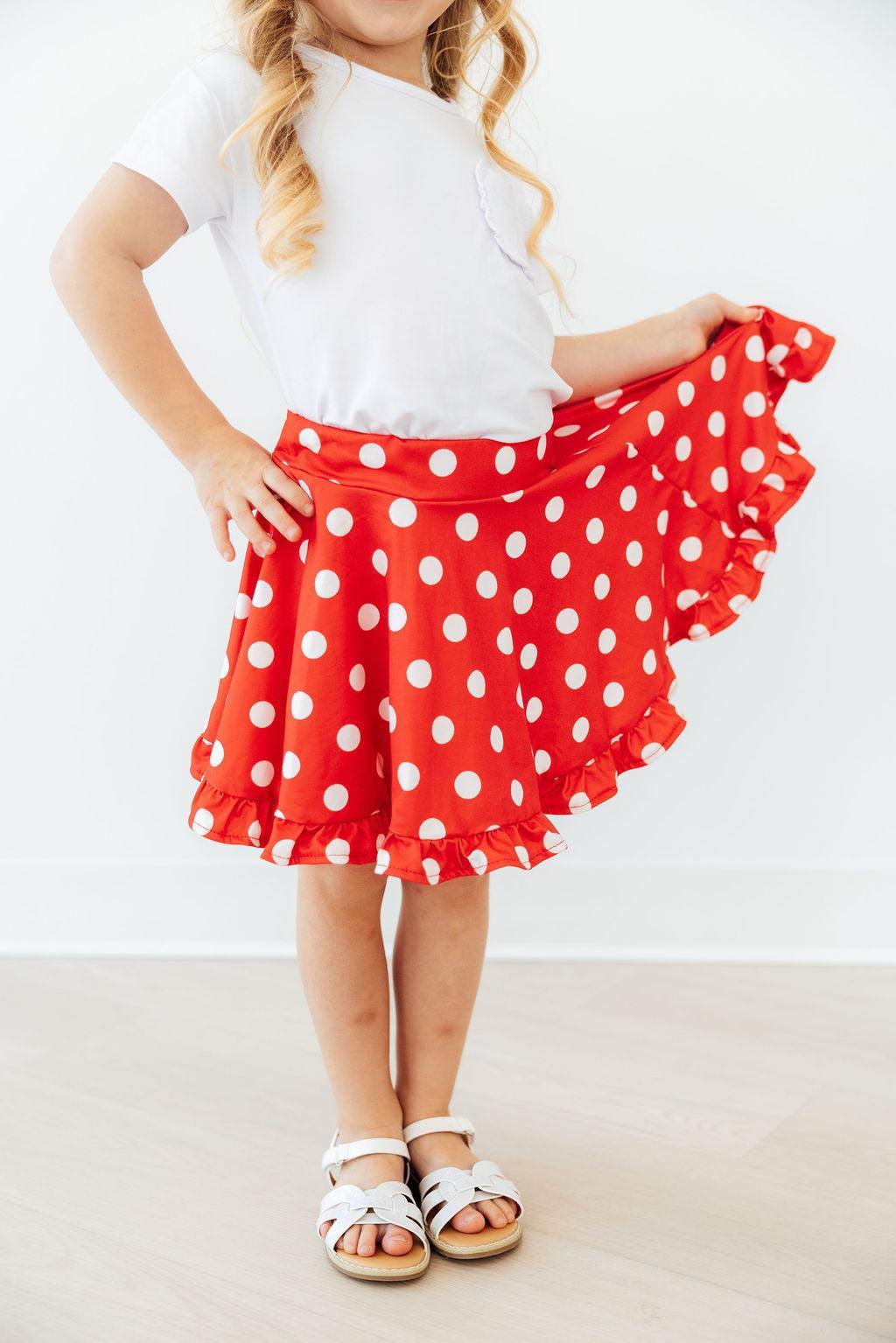 Red Polka Dots Ruffle Twirl Skort 1