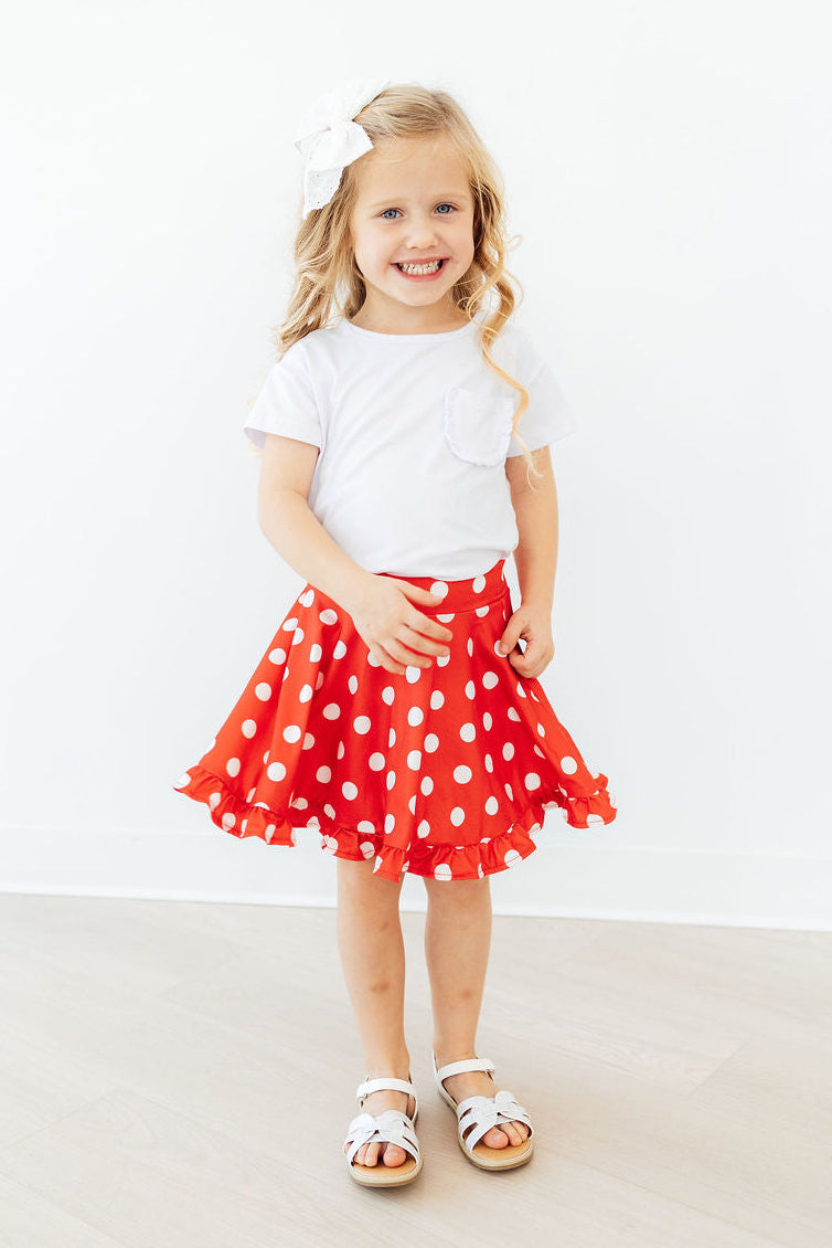 Red Polka Dots Ruffle Twirl Skort 4