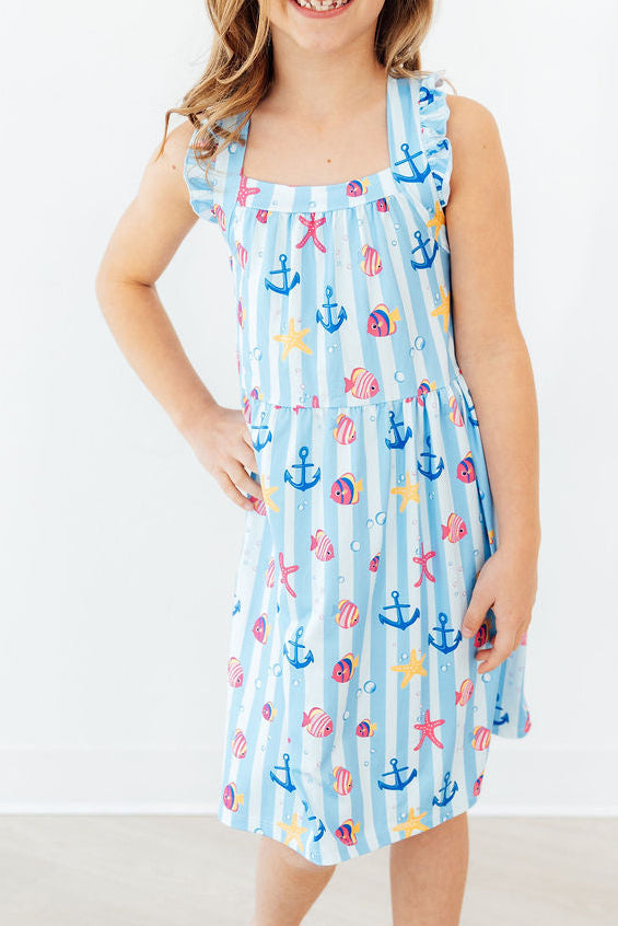 Tidepool Treasures Ruffle Cross Back Dress 4