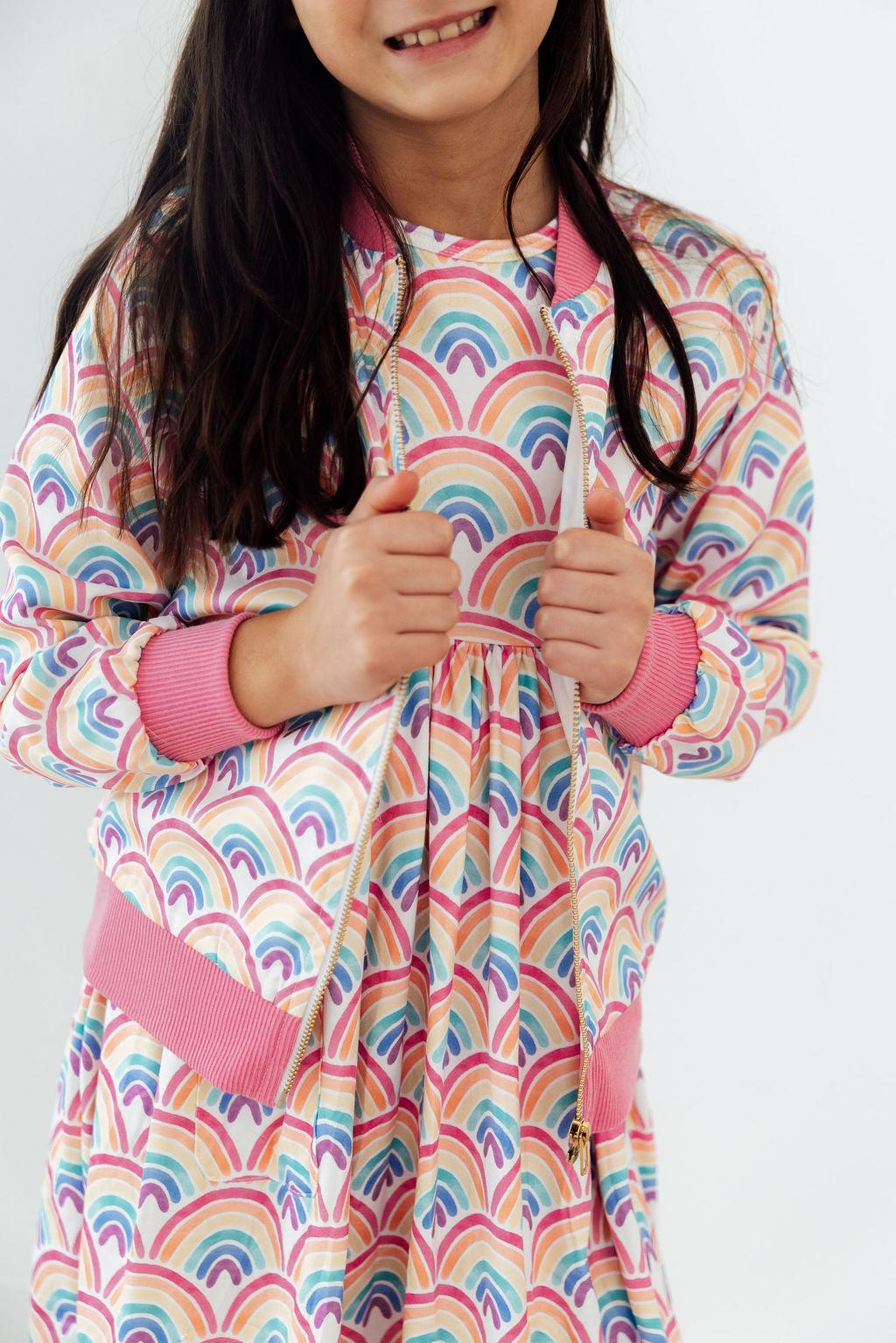 Watercolor Rainbows Satin Jacket 1